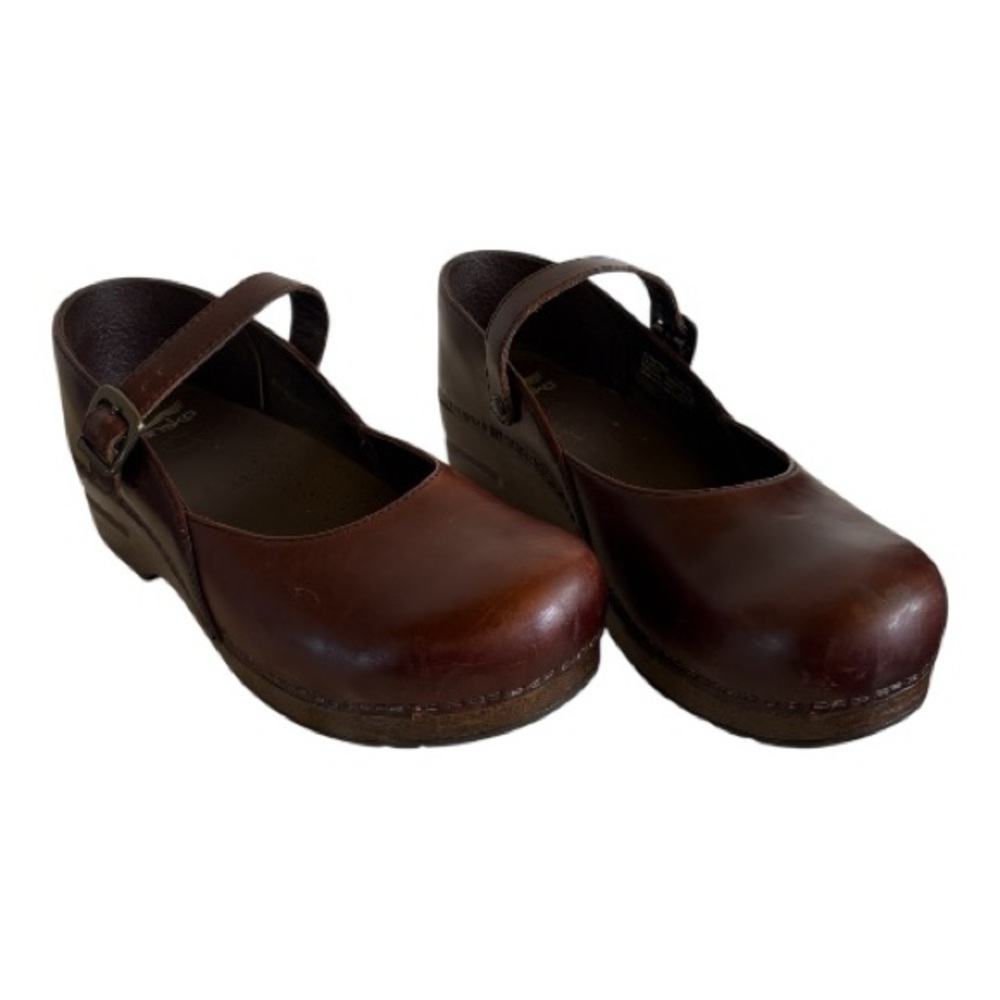 RARE!! Brown Leather Dansko Mary Jane Wedge Shoes - Picture 2 of 6